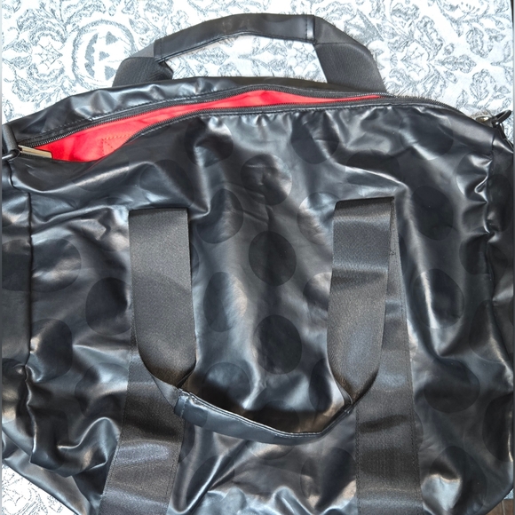 Sephora Black On Black Polka Dot Duffle Travel Carry On Weekender Bag NWOT - Picture 6 of 9